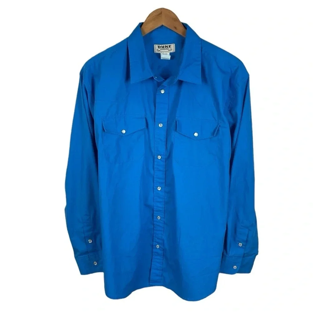 BF1367 Mens Duke Haband Pearl Button Snap Casual Western Shirt L